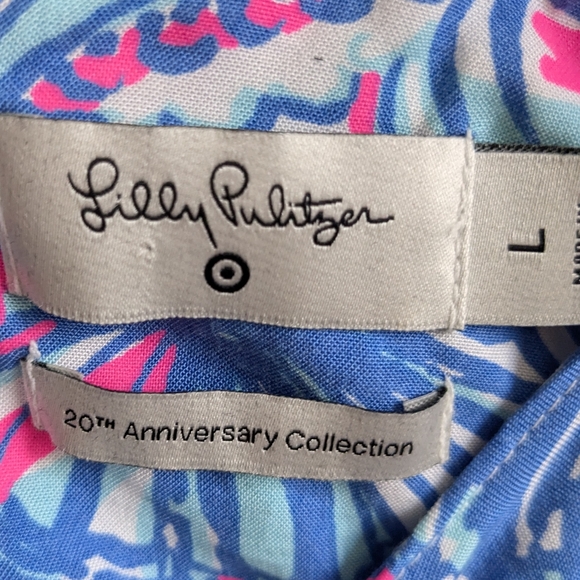 Lilly Pulitzer FT My Fans Long Maxi Dress Blue Pink Youth Kids L 10/12 - Picture 8 of 9